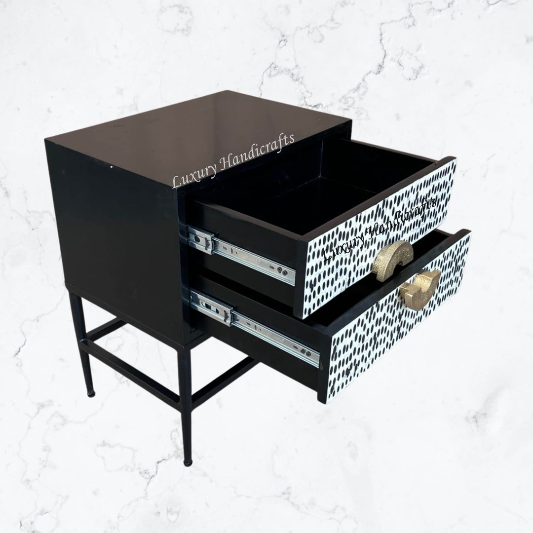 Full Bone 2 Drawer Bedside Black
