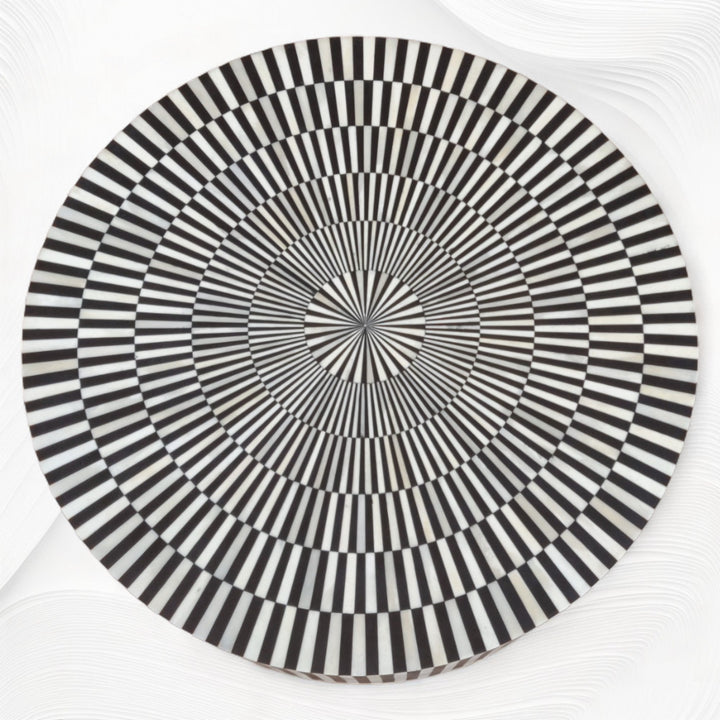 Illusion Round Bone Inlay Coffee Table Black