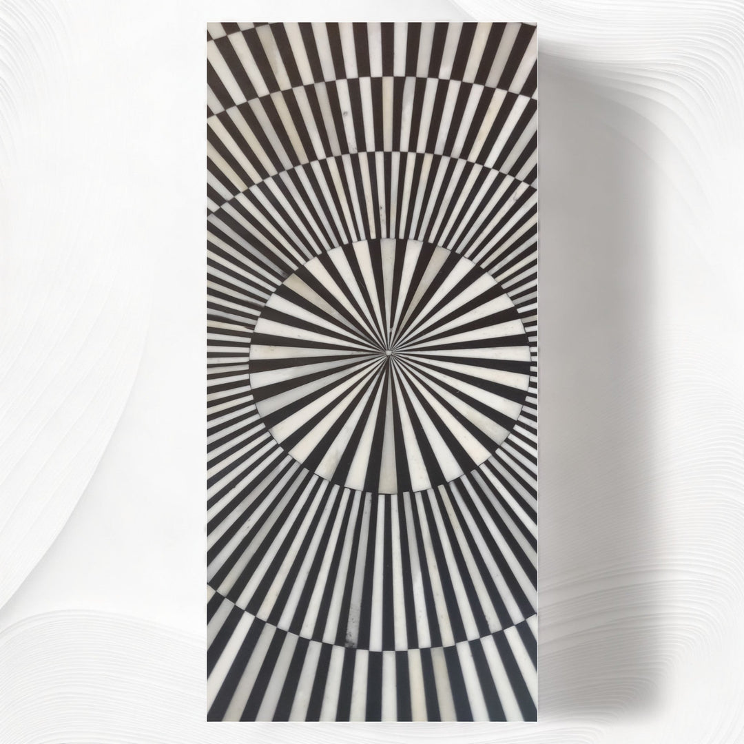 Illusion Round Bone Inlay Coffee Table Black