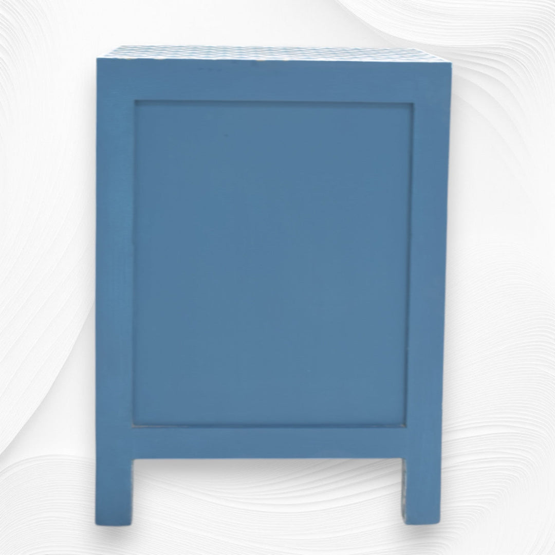 MOP Inlay 1 Drawer 2 Door Fishscale Design Bedside Teal Green