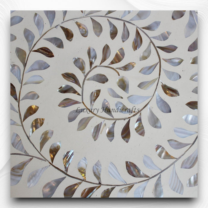 MOP Inlay Floral Octagonal Coffee Table Beige