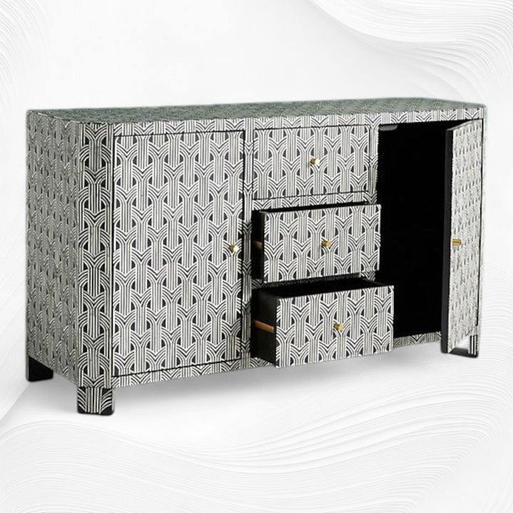 Midtown Bone Inlay Buffet 3 Drawer 2 Door Black