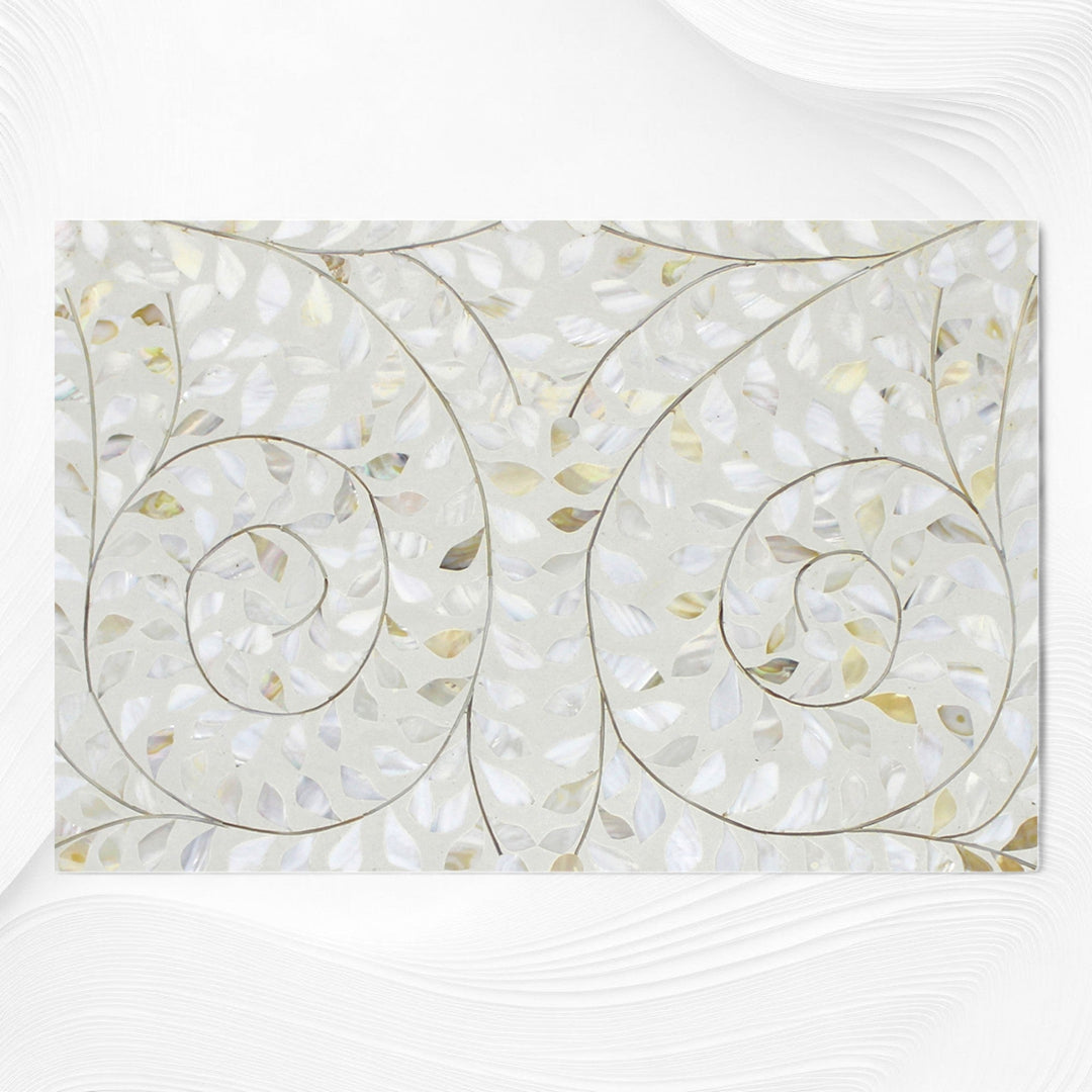 Mother Of Pearl Inlay Floral 3 Drawer Bedside Ivory