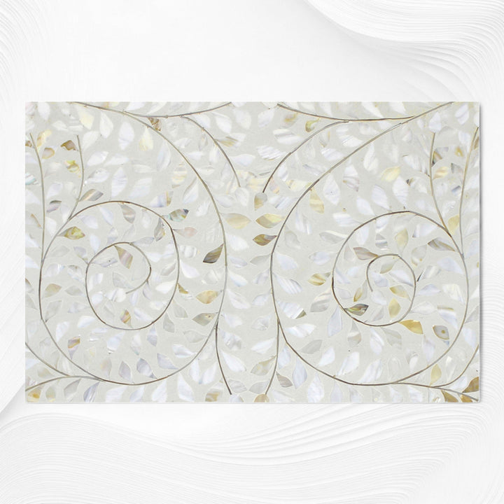 Mother Of Pearl Inlay Floral 3 Drawer Bedside Ivory