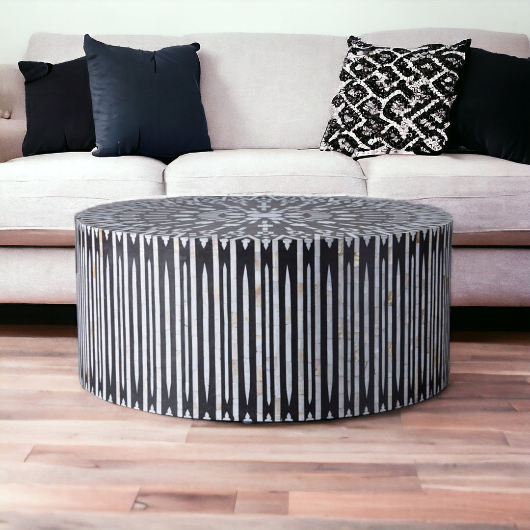 Mother of Pearl Inlay Kalmin Coffee Table Black