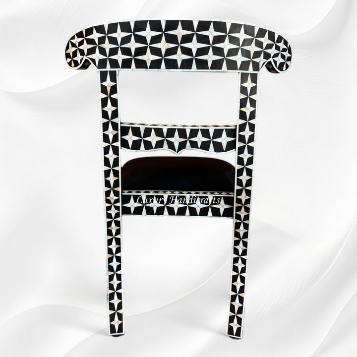 Mother Of Pearl Inlay Star Design Chair Black