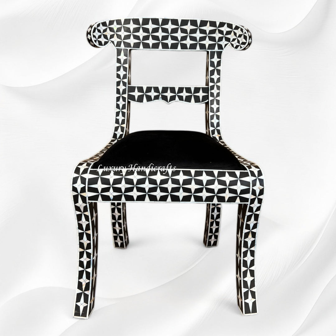 Mother Of Pearl Inlay Star Design Chair Black