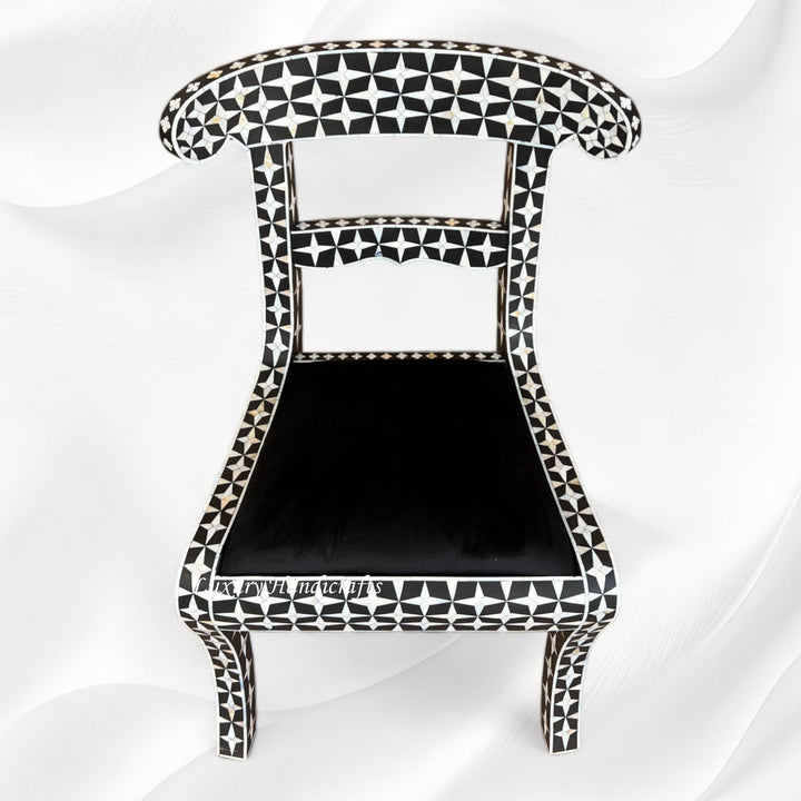 Mother Of Pearl Inlay Star Design Chair Black
