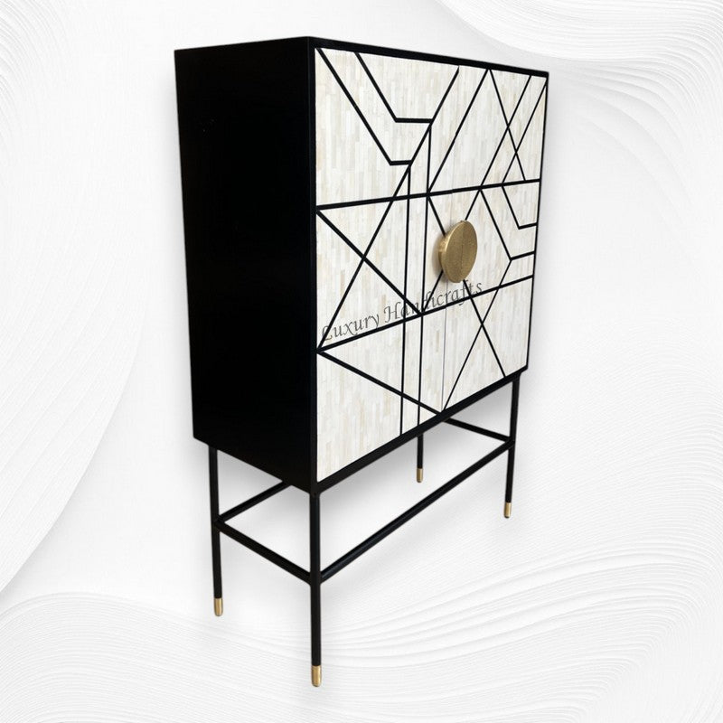 Nola Full Bone Inlay Bar Cabinet