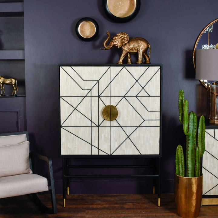 Nola Full Bone Inlay Bar Cabinet
