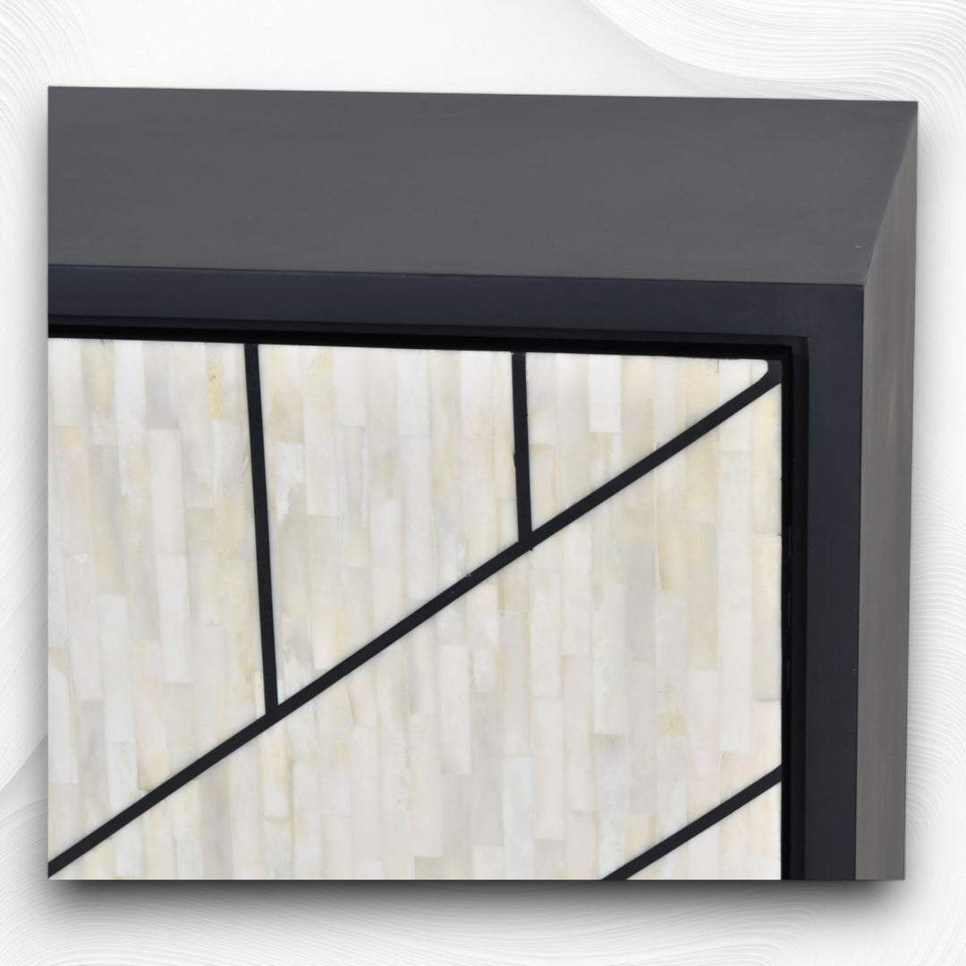 Nola Full Bone Inlay 3 Door Credenza Black