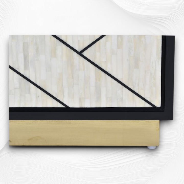 Nola Full Bone Inlay 3 Door Credenza Black