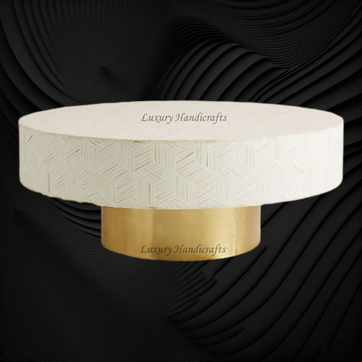 Optical Bone Inlay Coffee Table White