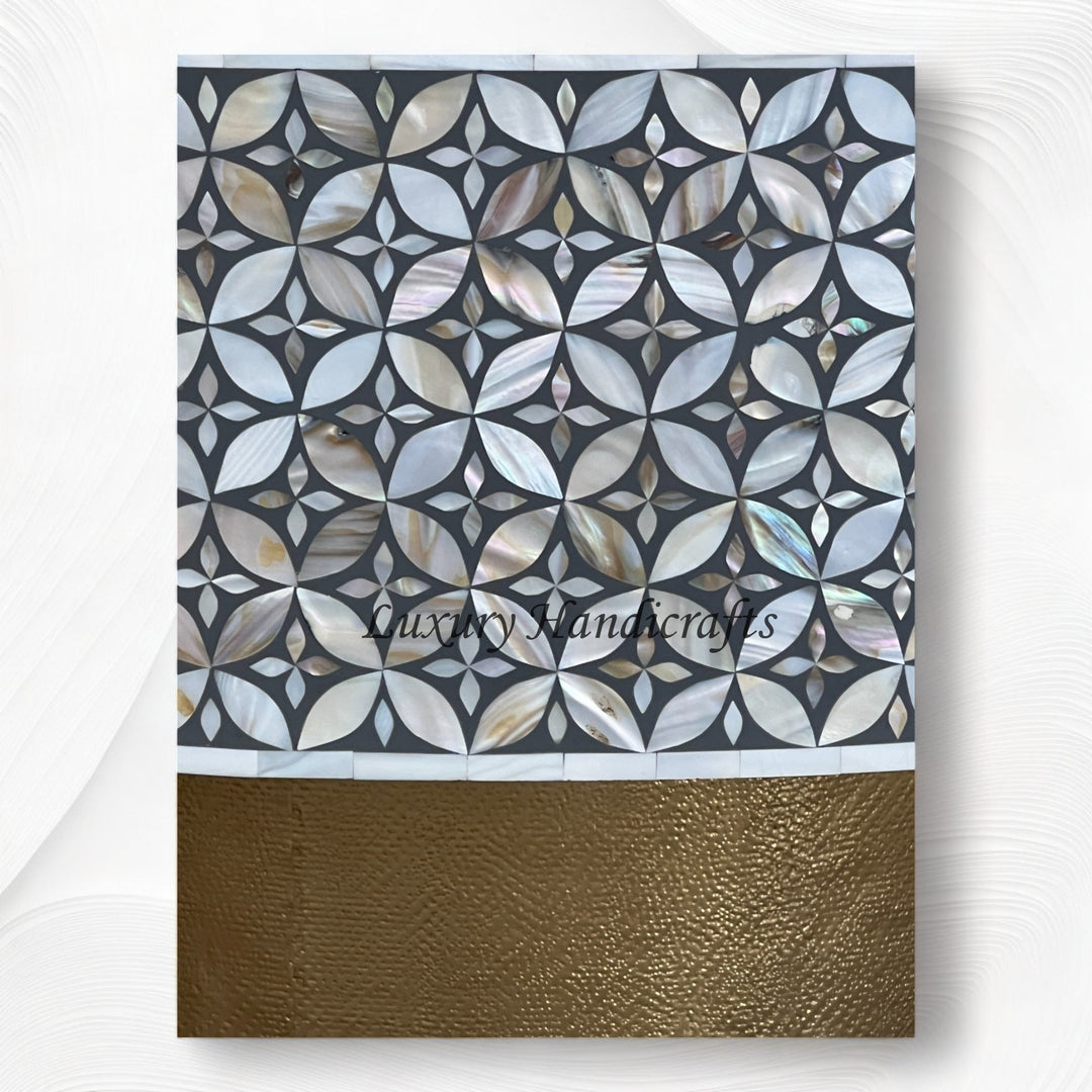 Petite Mother of Pearl Inlay Round Coffee Table Grey