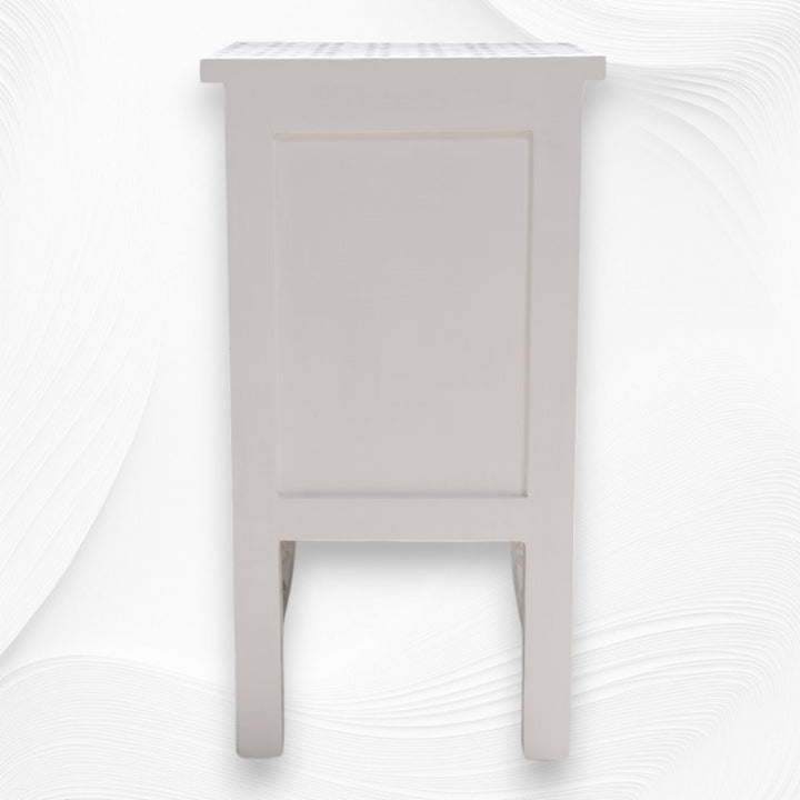 Quote Mother Of Pearl Inlay Bedside 2 Drawer White
