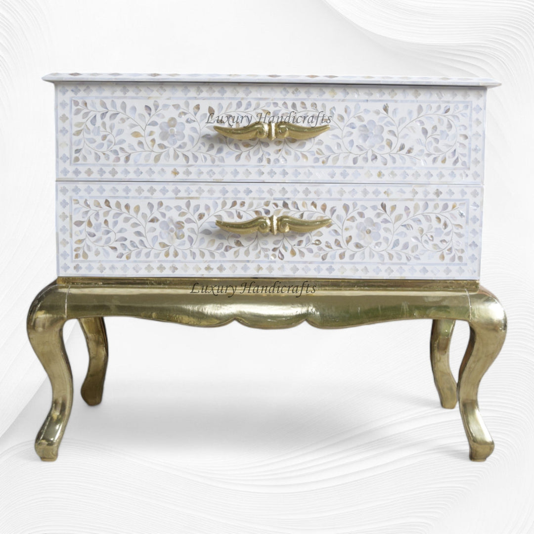 Royal MOP Inlay 2 Drawer Chest White
