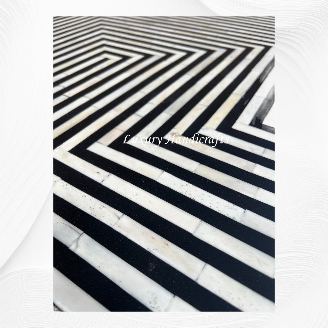 Stripe Bone Inlay Coffee Table Black