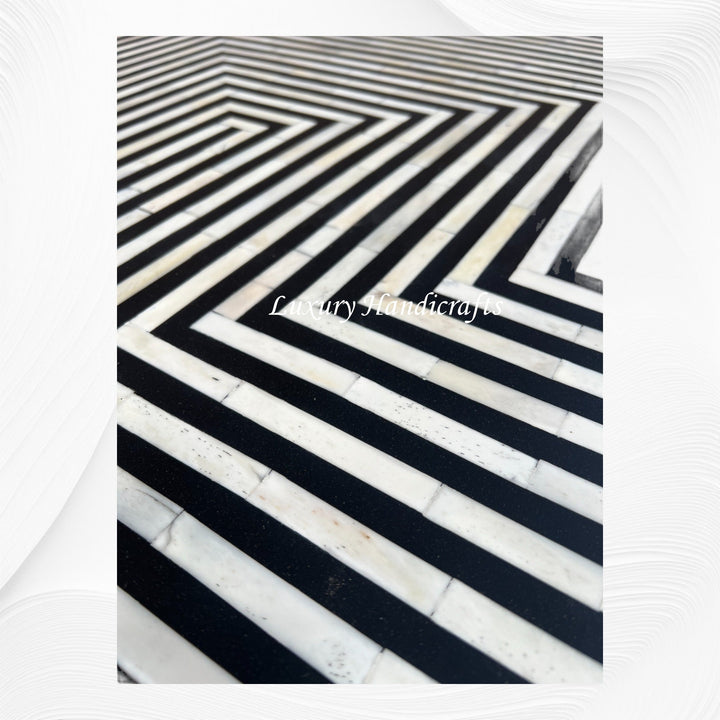 Stripe Bone Inlay Coffee Table Black