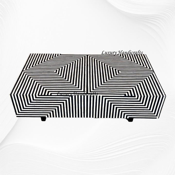 Stripe Bone Inlay Coffee Table Black