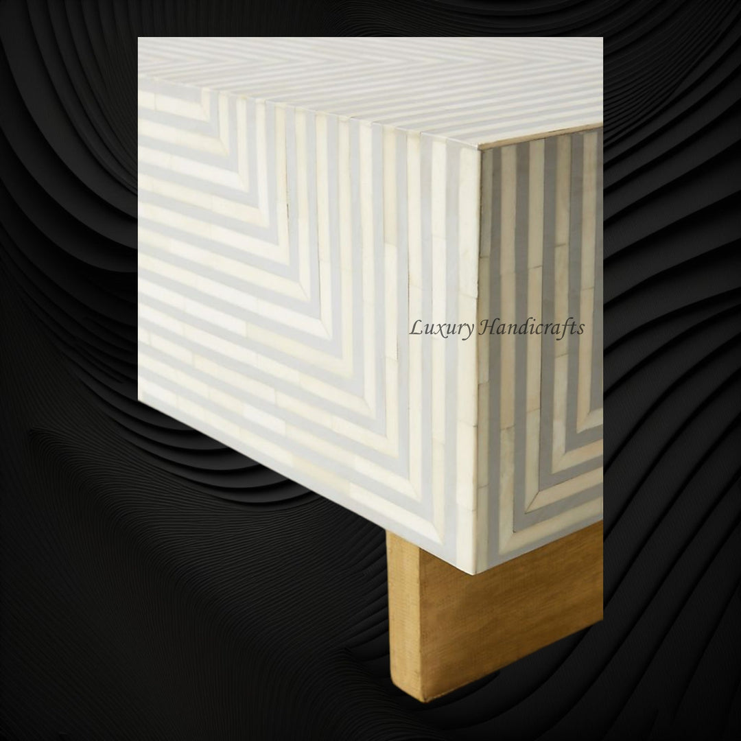 Stripe Bone Inlay Coffee Table Grey