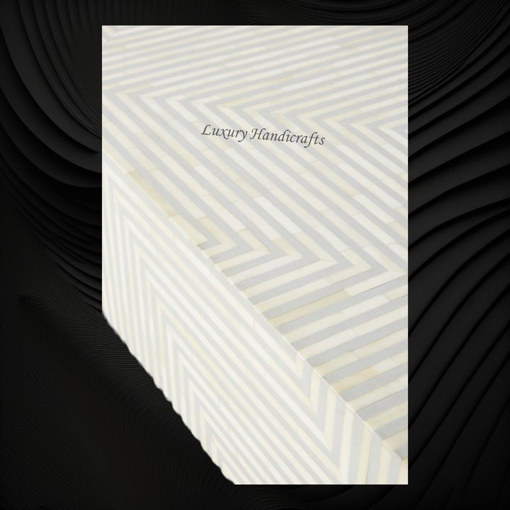Stripe Bone Inlay Coffee Table Grey