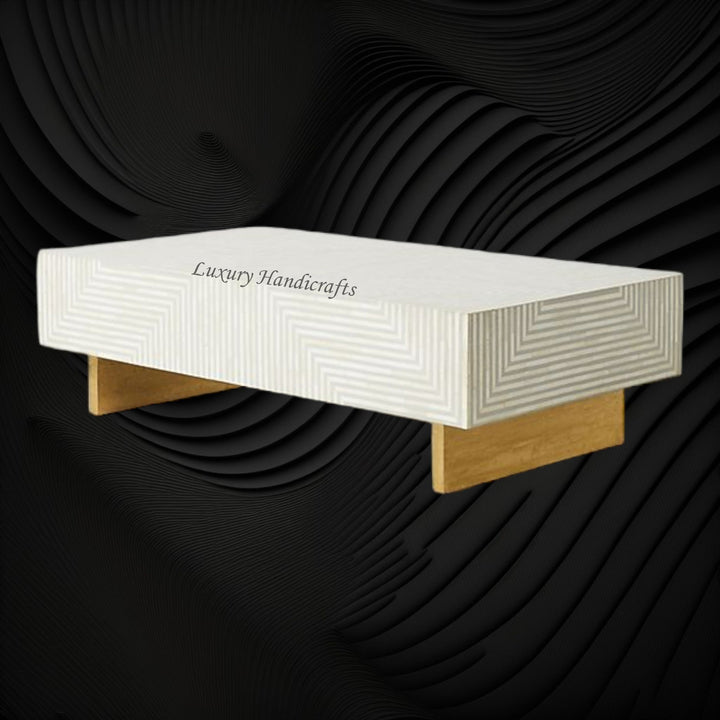 Stripe Bone Inlay Coffee Table Grey