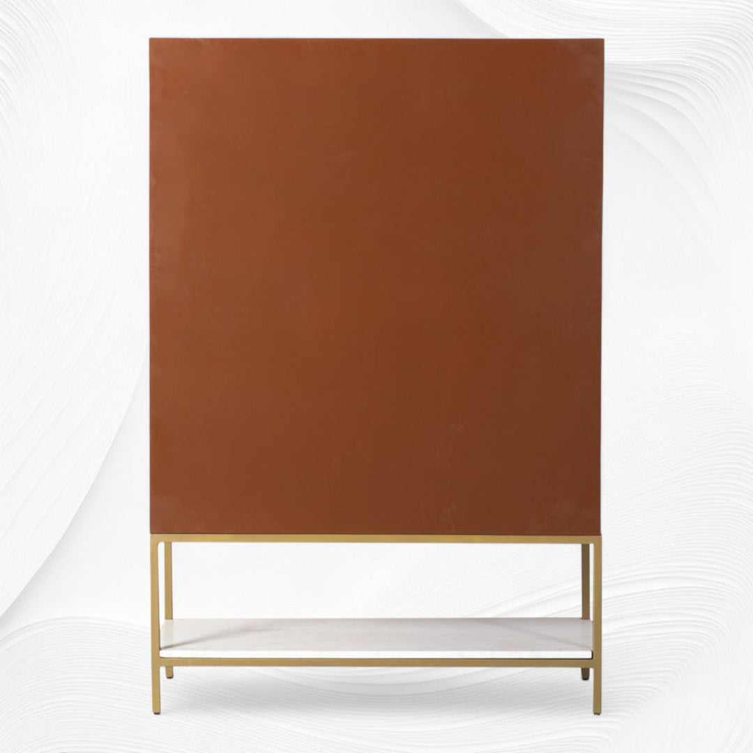 Scroll Vine Bone Inlay Bar Cabinet Blue
