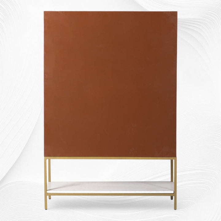 Scroll Vine Bone Inlay Bar Cabinet Blue