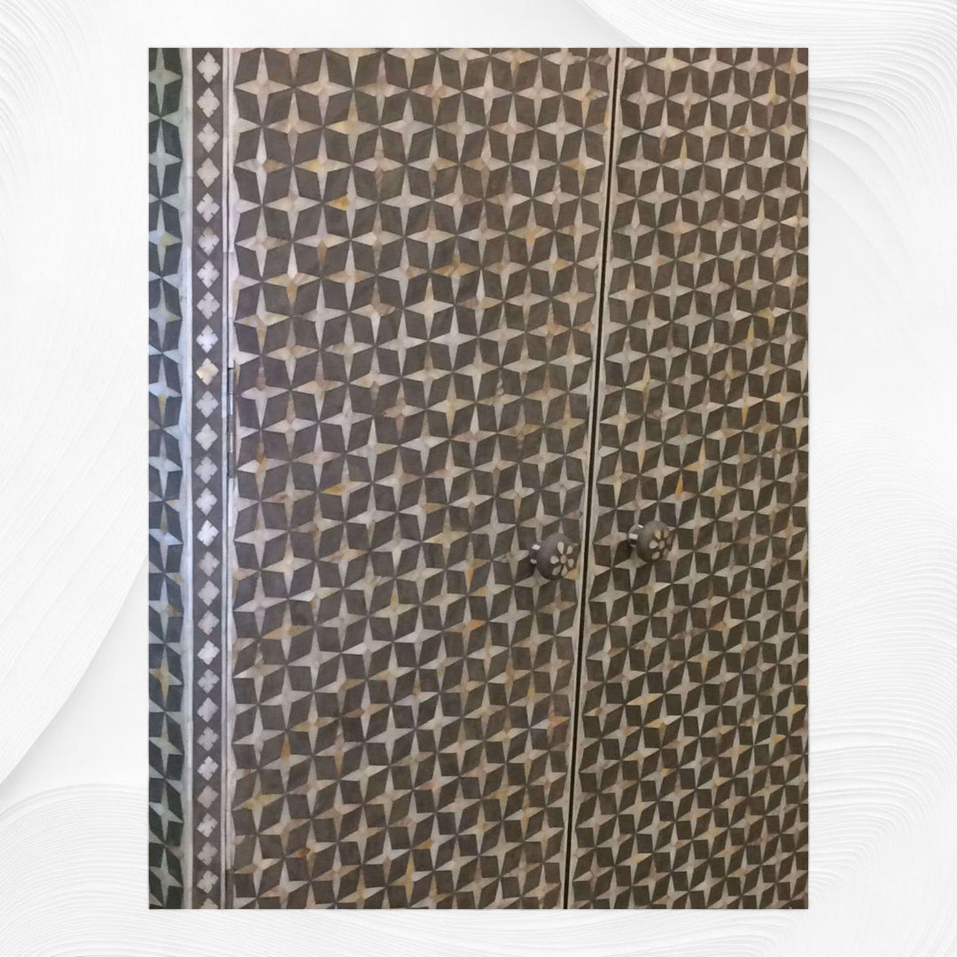 Star Mother Of Pearl Inlay Wardrobe Dark Grey