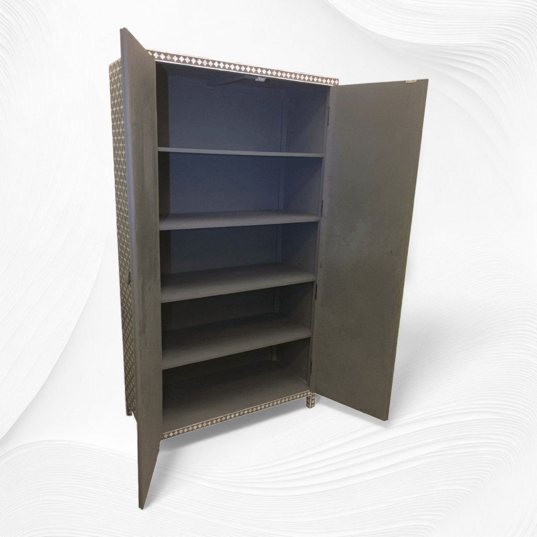 Star Mother Of Pearl Inlay Wardrobe Dark Grey