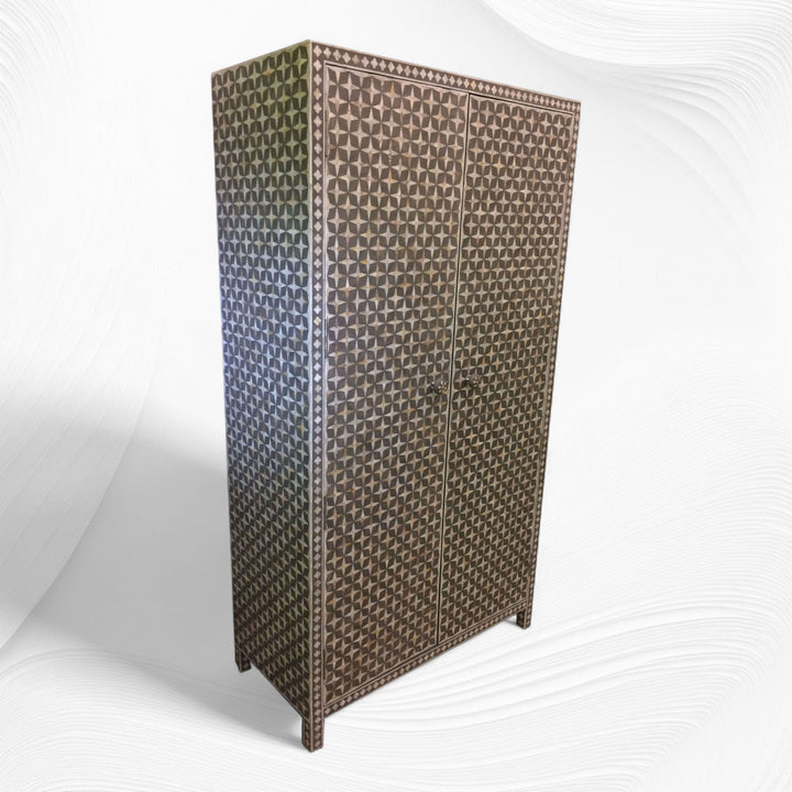 Star Mother Of Pearl Inlay Wardrobe Dark Grey
