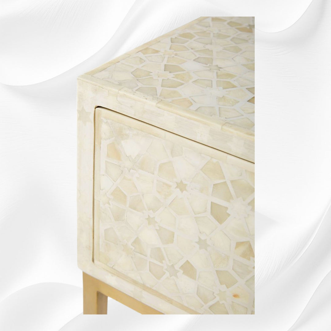 Star Bone Inlay Nightstand Biege