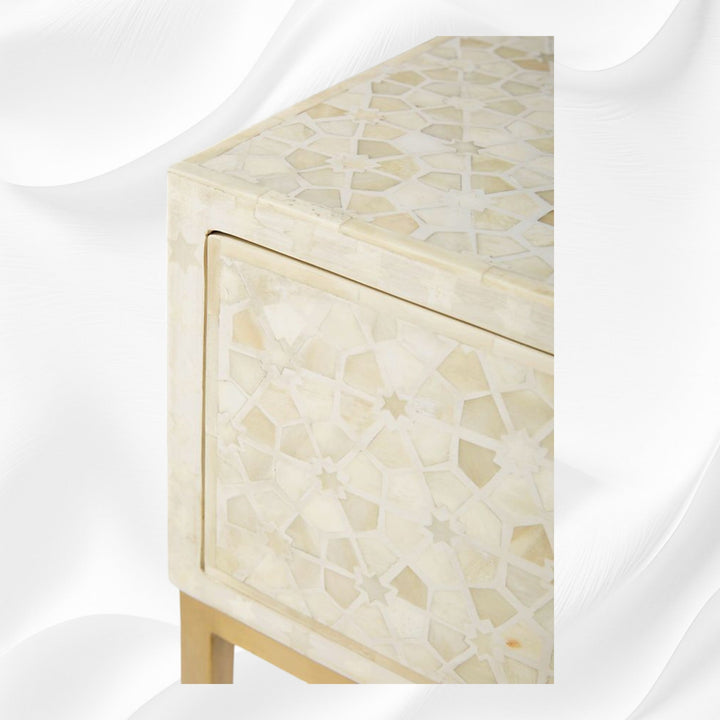 Star Bone Inlay Nightstand Biege