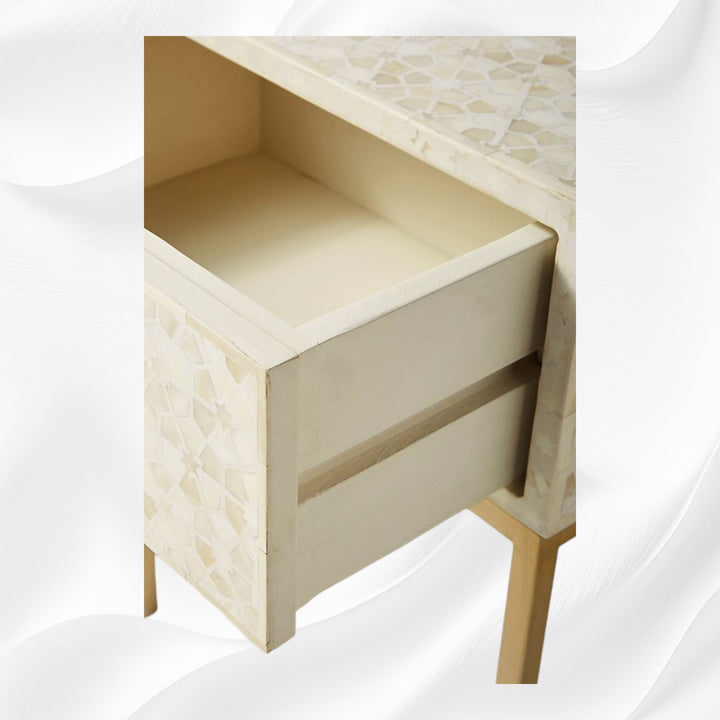 Star Bone Inlay Nightstand Biege