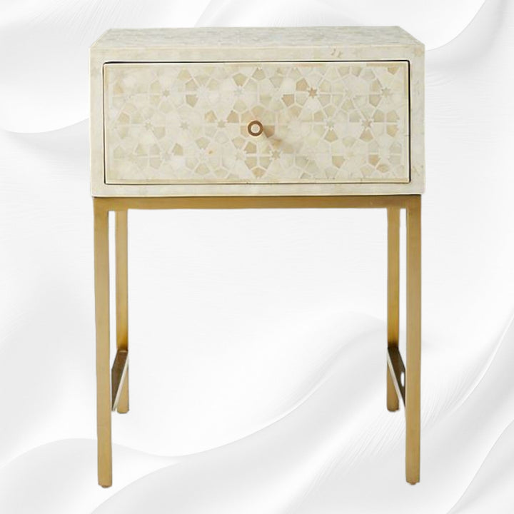 Star Bone Inlay Nightstand Biege