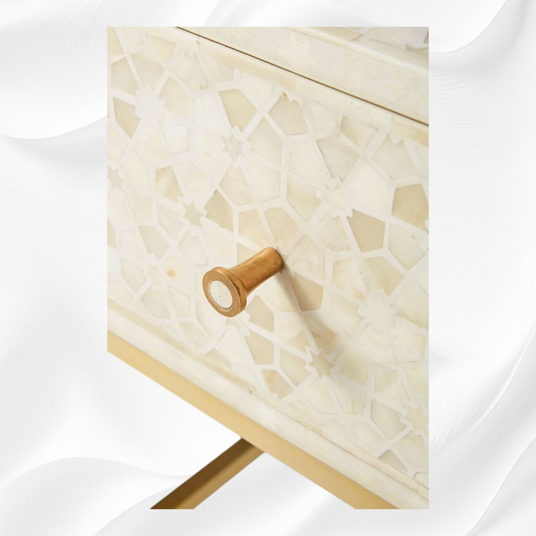 Star Bone Inlay Nightstand Biege