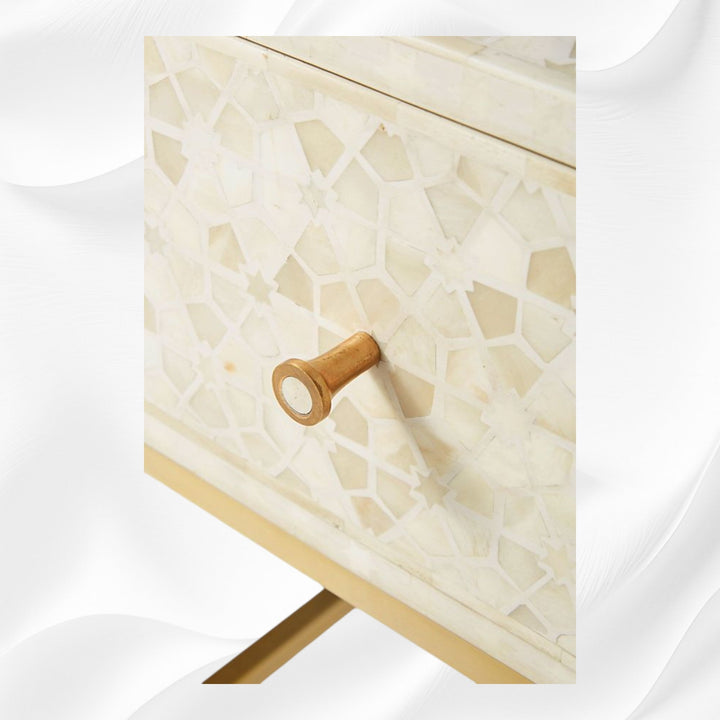 Star Bone Inlay Nightstand Biege