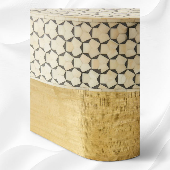 Targua Bone Inlay Oval Coffee Table Grey