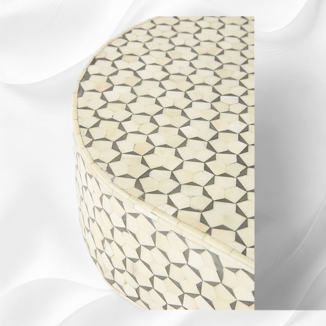 Targua Bone Inlay Oval Coffee Table Grey