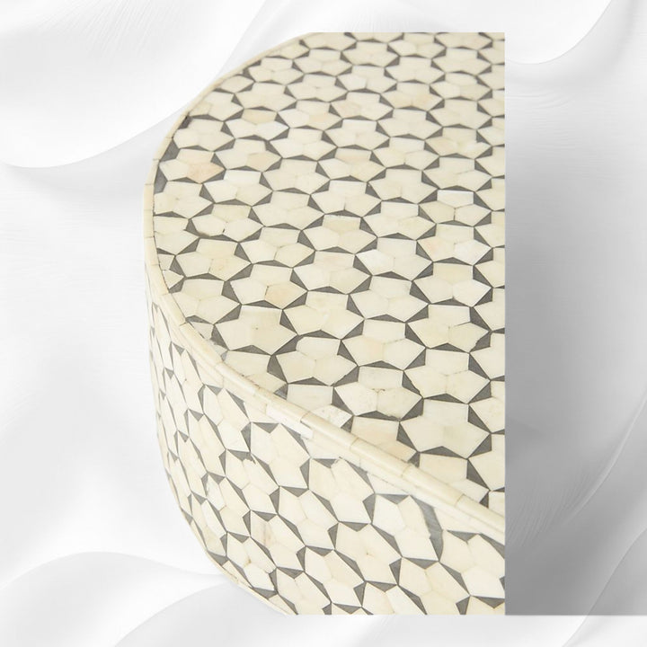 Targua Bone Inlay Oval Coffee Table Grey