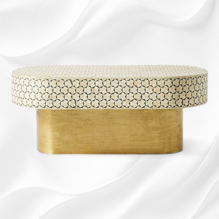Targua Bone Inlay Oval Coffee Table Grey