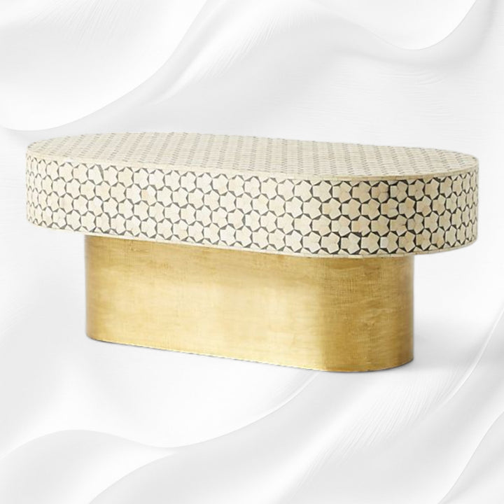 Targua Bone Inlay Oval Coffee Table Grey