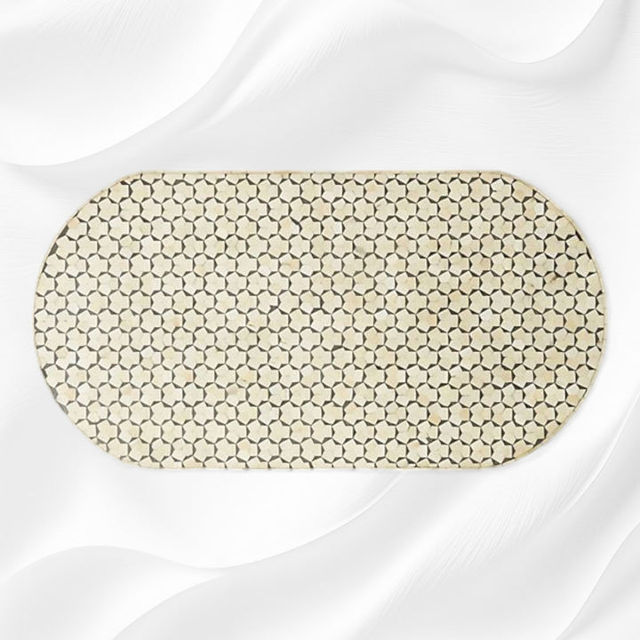 Targua Bone Inlay Oval Coffee Table Grey