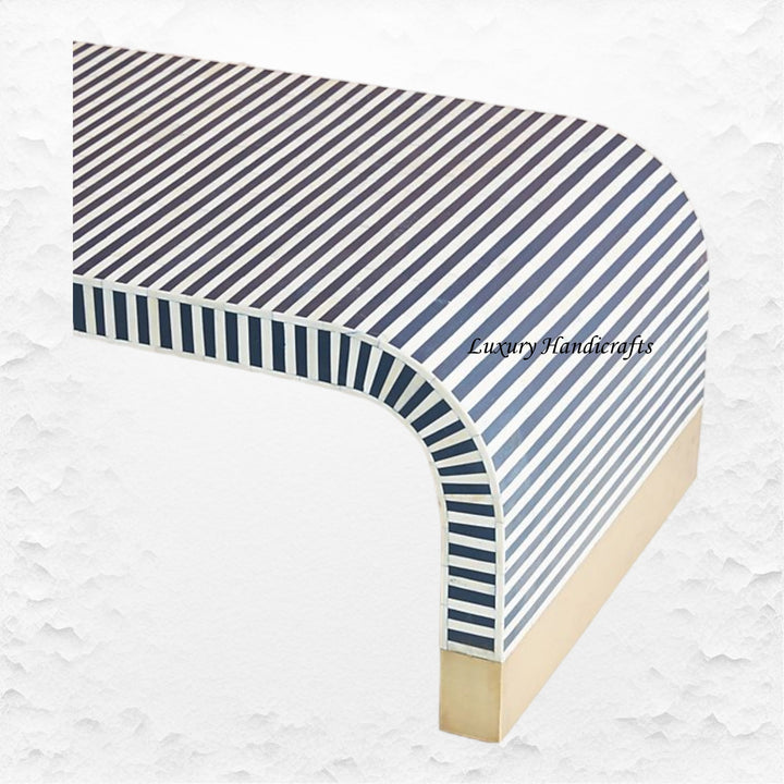Mango Wood Waterfall Bone Inlay Coffee Table Indigo