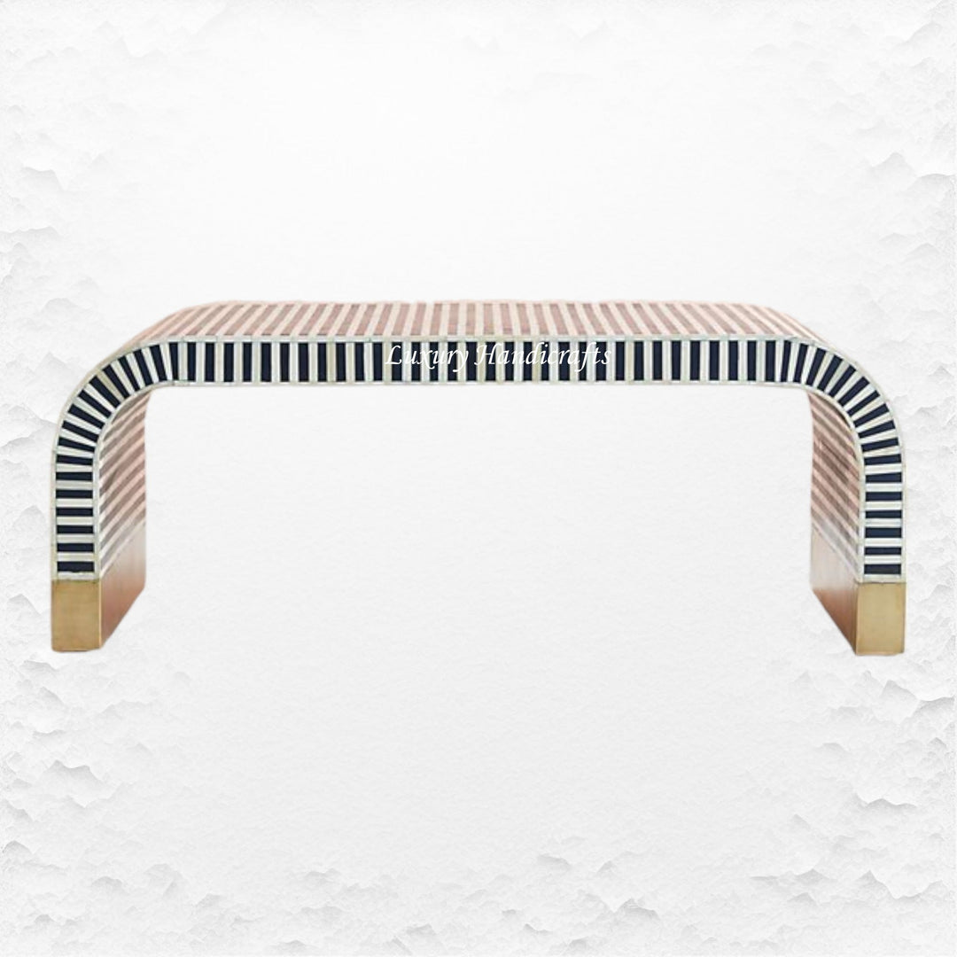 Mango Wood Waterfall Bone Inlay Coffee Table Indigo