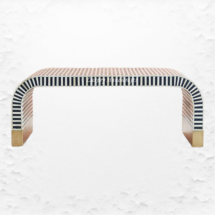 Mango Wood Waterfall Bone Inlay Coffee Table Indigo