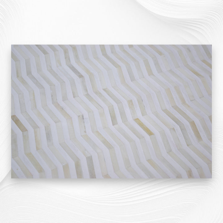 Bone Inlay Chevron Top Center Table Polished Base