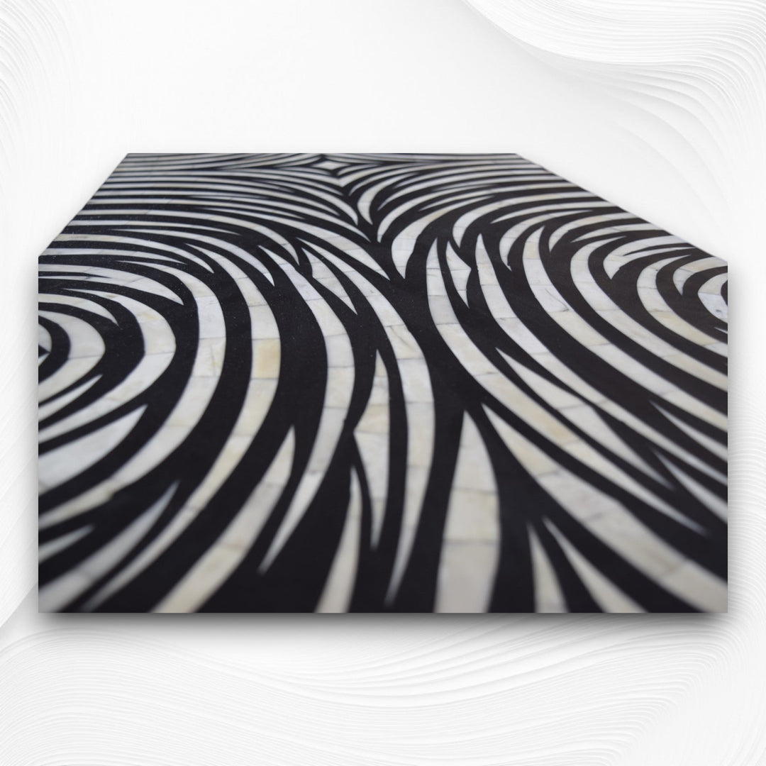Black Zebra Bone Inlay 2 Door 4 Drawer Buffet