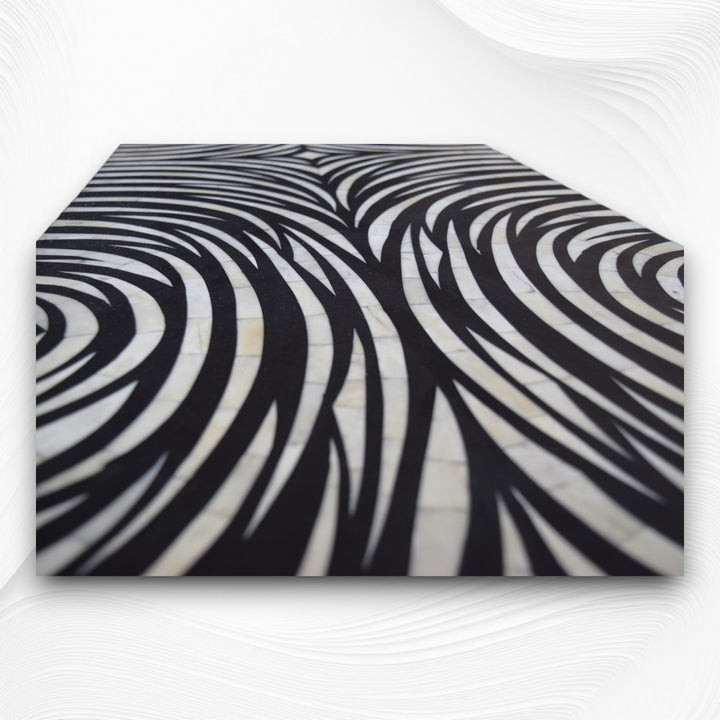 Black Zebra Bone Inlay 2 Door 4 Drawer Buffet