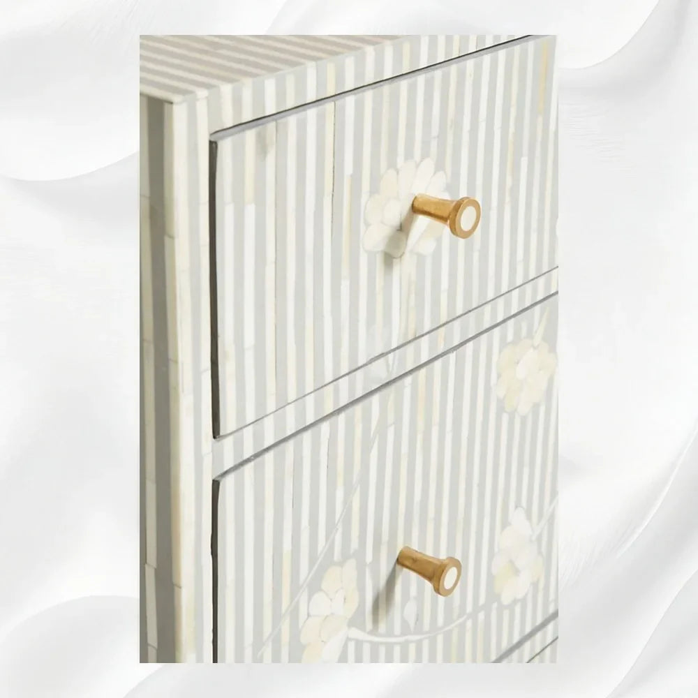 Ada Bone Inlay Chest of 6 Drawers Grey